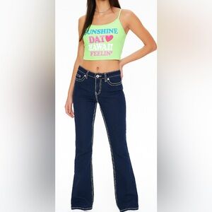 Vintage Y2K Blue Asphalt Low Rise Flare Jeans Size 9 – 2000s Retro Denim